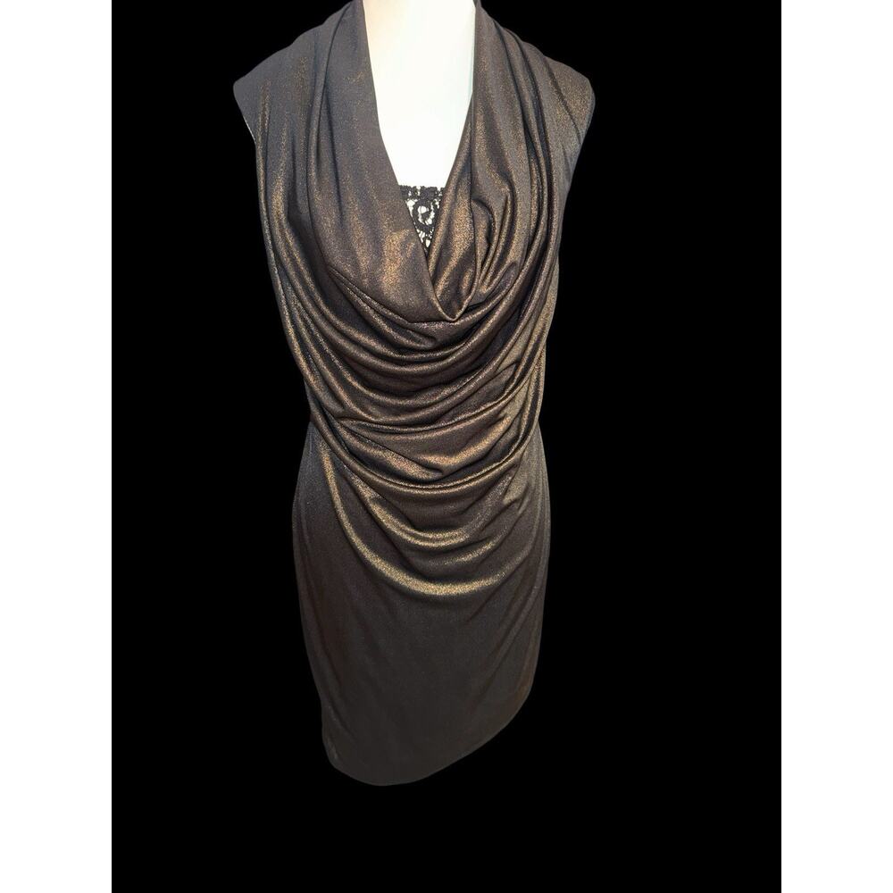 alberto makali dress Cowl Neck Sleeveless Lace Back Midi Stretchy